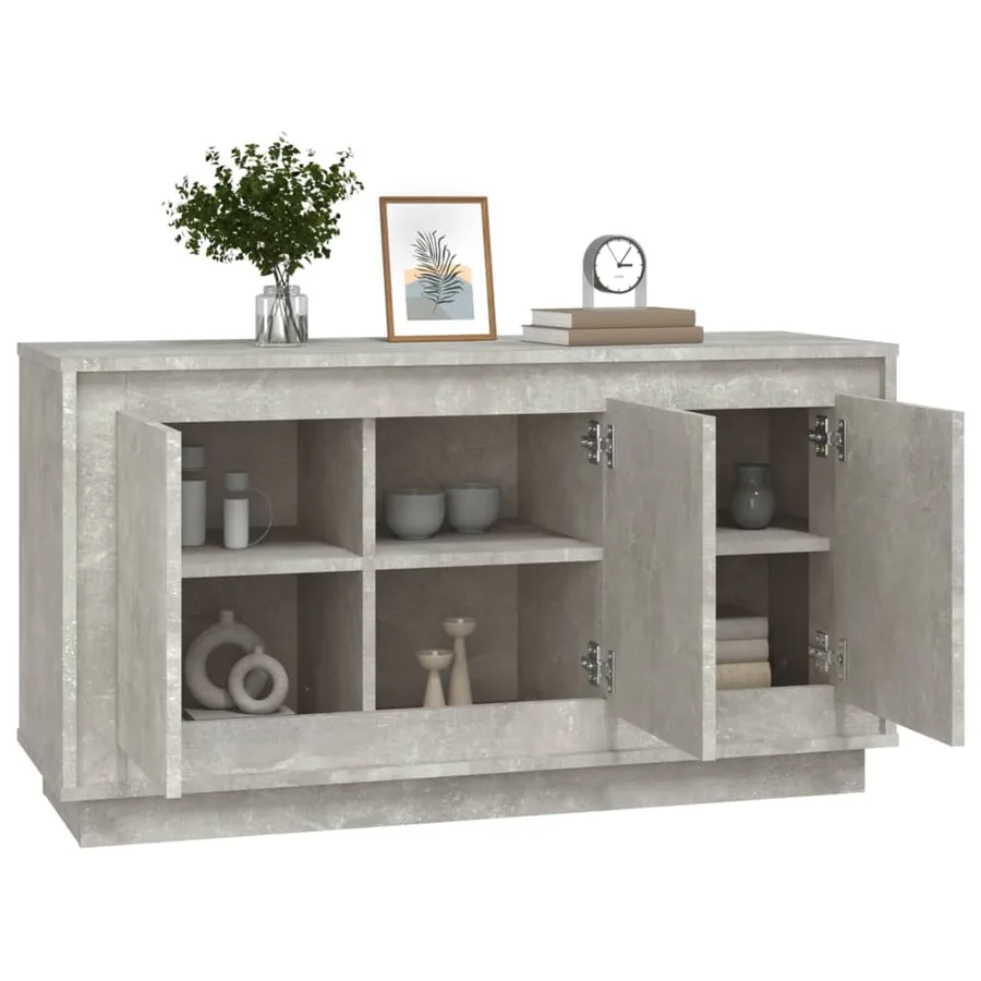 Buffet gris béton 102x35x55 cm bois d'ingénierie - 4