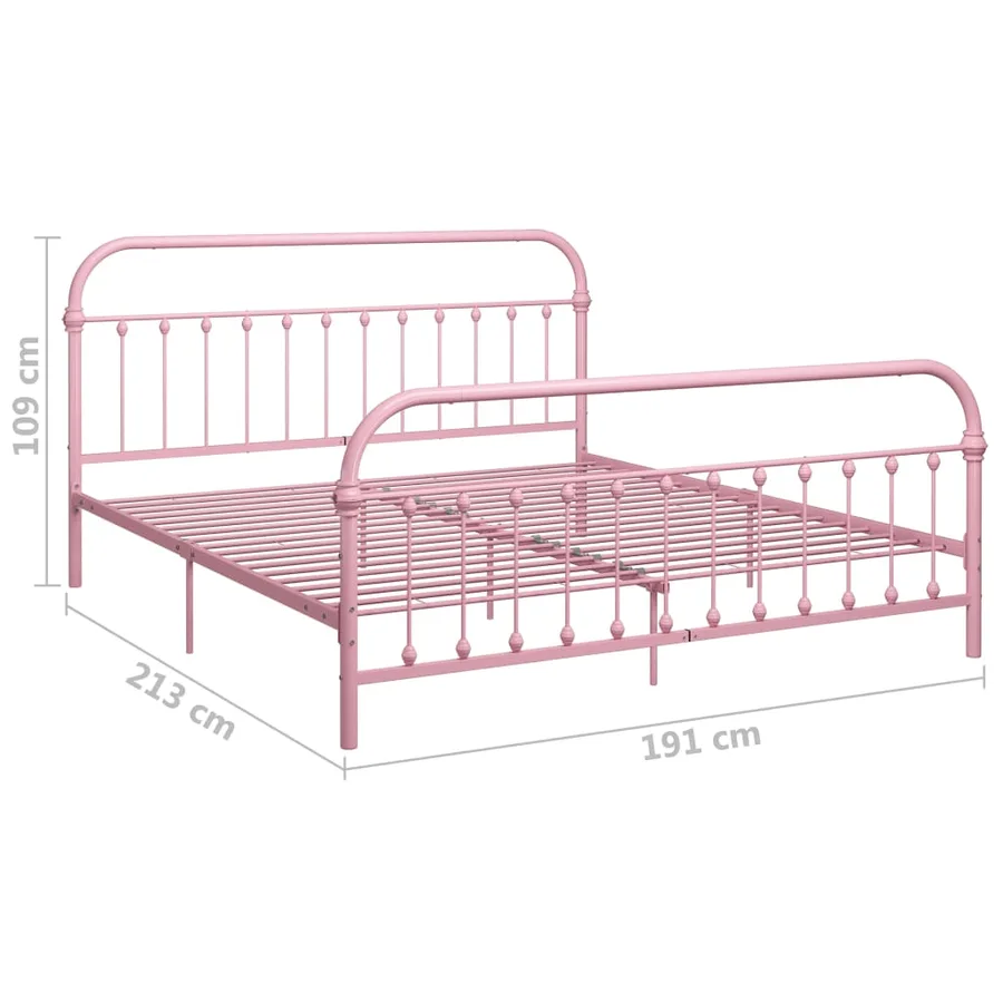 Cadre de lit sans matelas rose métal 180x200 cm - 6
