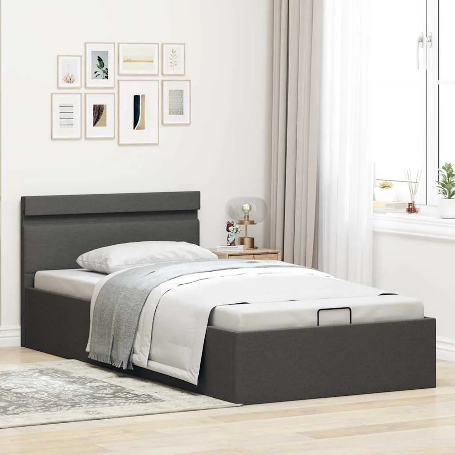 Cadre de lit à rangement hydraulique sans matelas 100x200 cm - 4