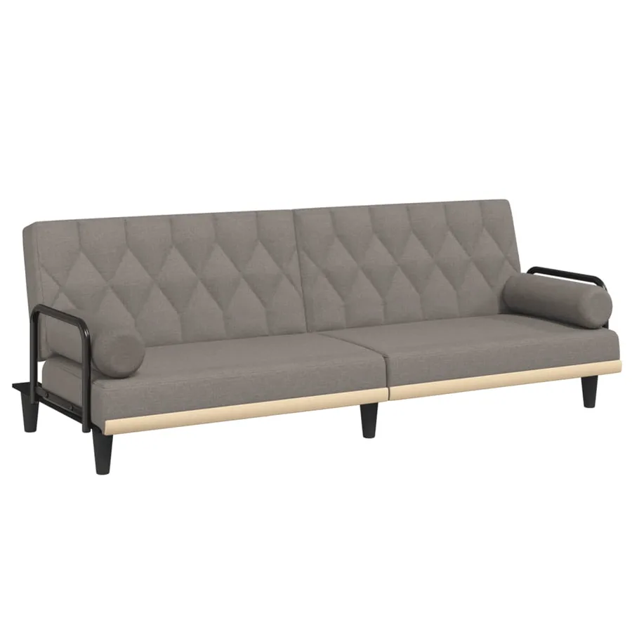 Canapé-lit avec accoudoirs taupe tissu - 2