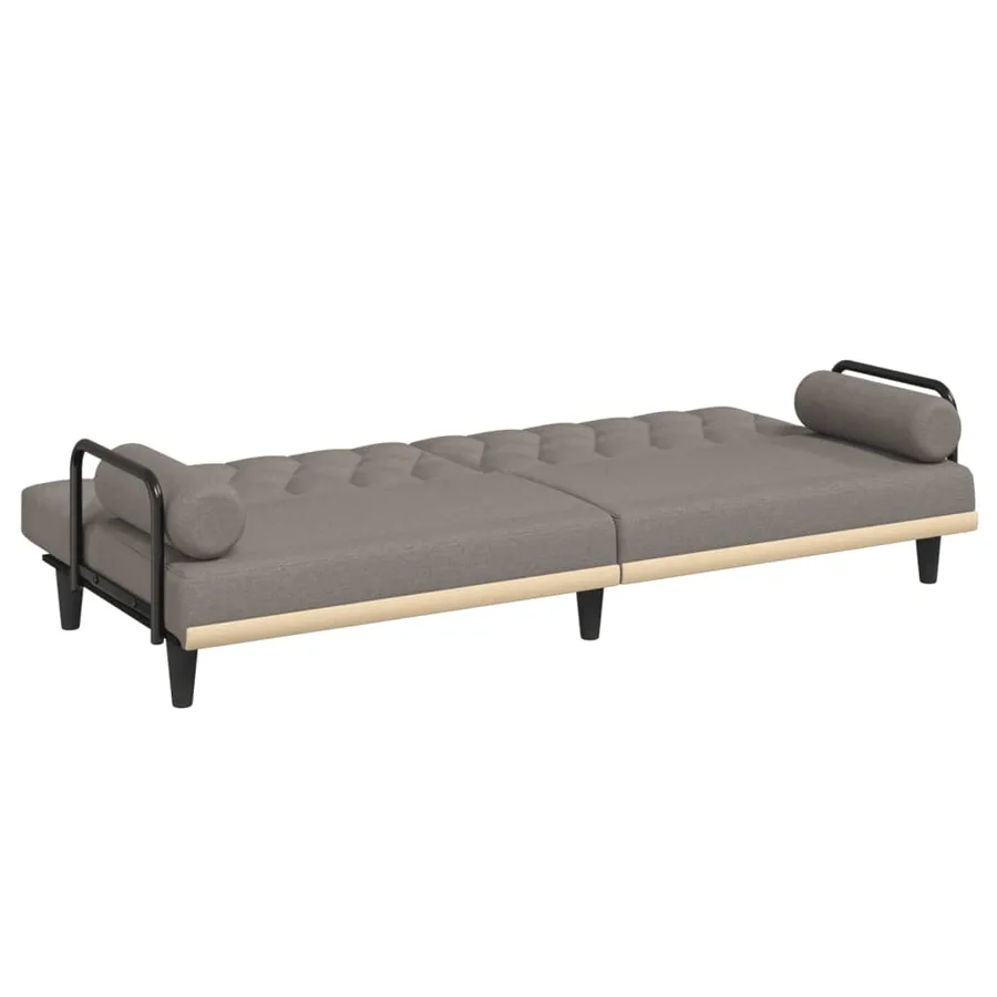 Canapé-lit avec accoudoirs taupe tissu - 8