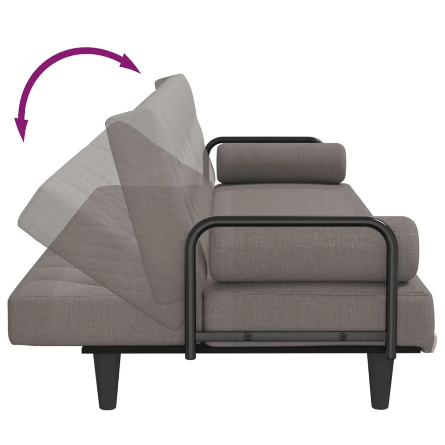 Canapé-lit avec accoudoirs taupe tissu - 9