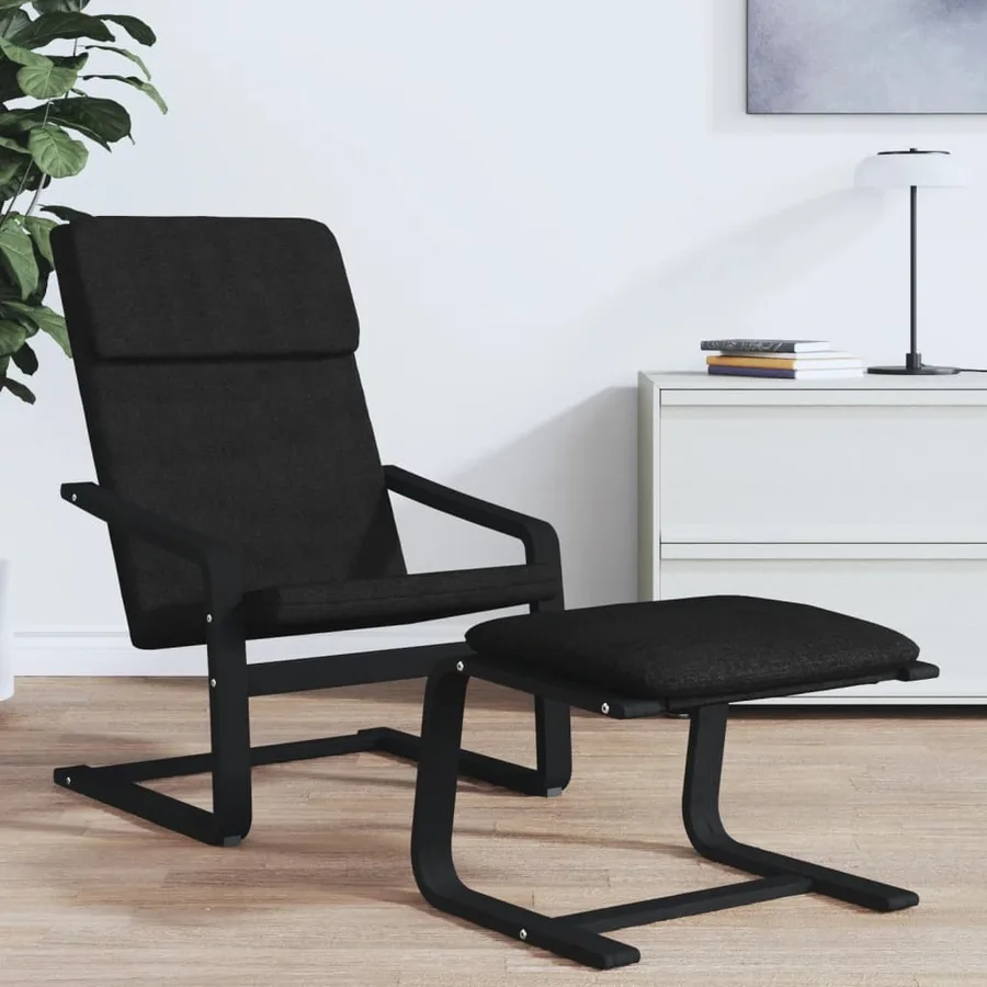 Chaise de relaxation Noir Tissu - 3