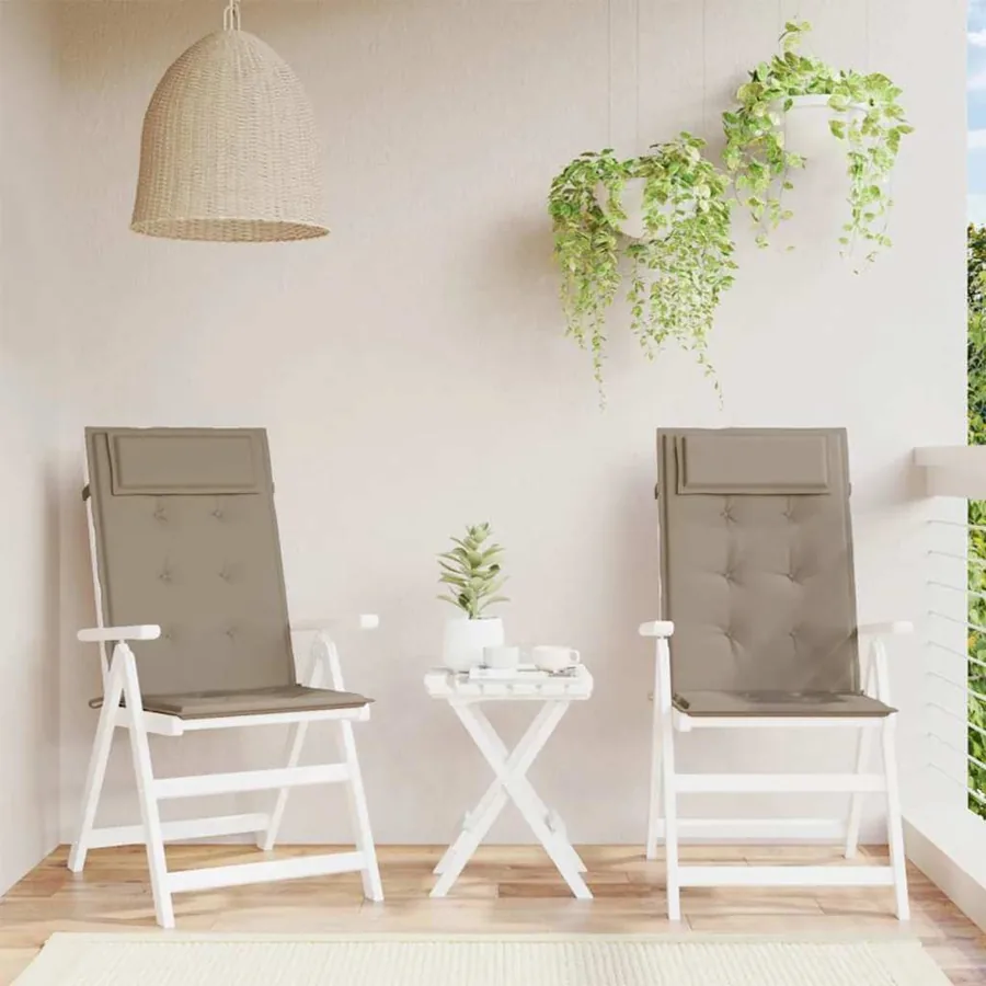 Coussins de chaise à dossier haut lot de 2 taupe tissu oxford