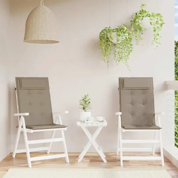 Coussins de chaise à dossier haut lot de 2 taupe tissu oxford