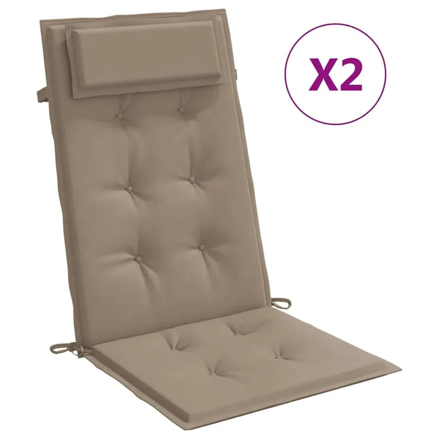 Coussins de chaise à dossier haut lot de 2 taupe tissu oxford - 2