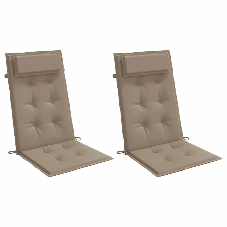 Coussins de chaise à dossier haut lot de 2 taupe tissu oxford - 3