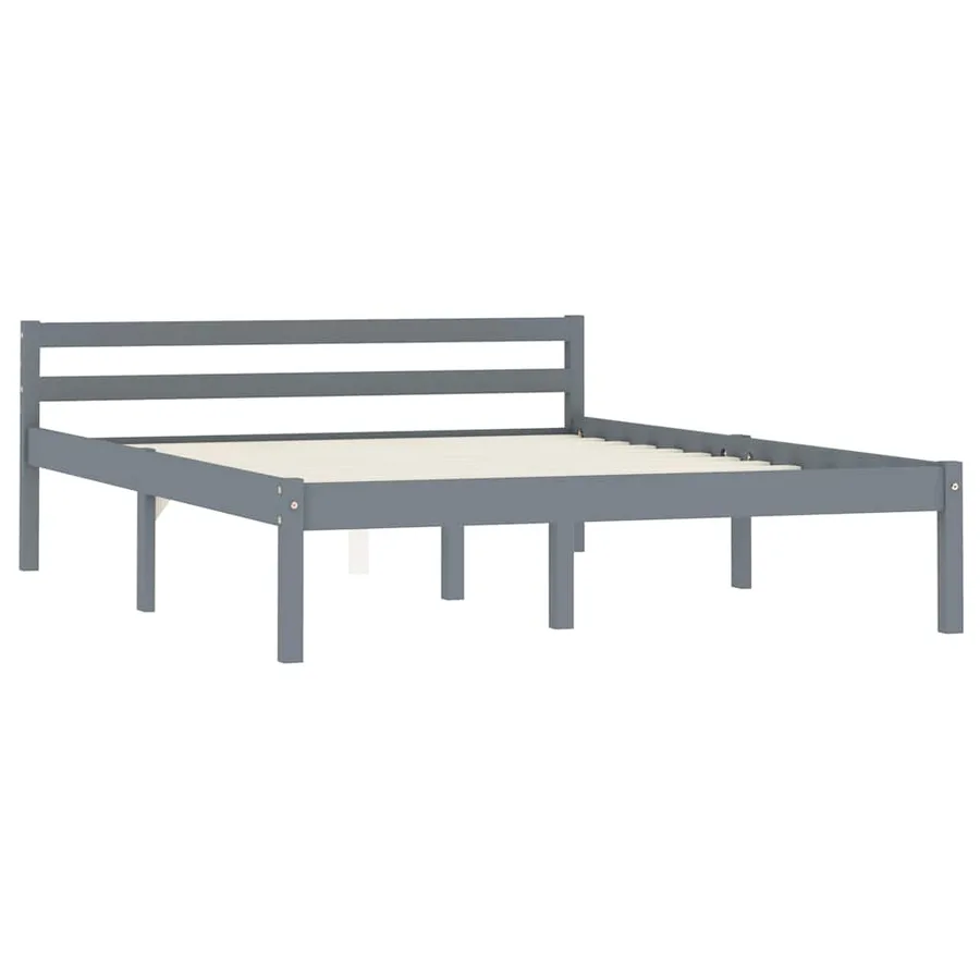 Cadre de lit sans matelas gris bois de pin massif 120x200 cm - 2
