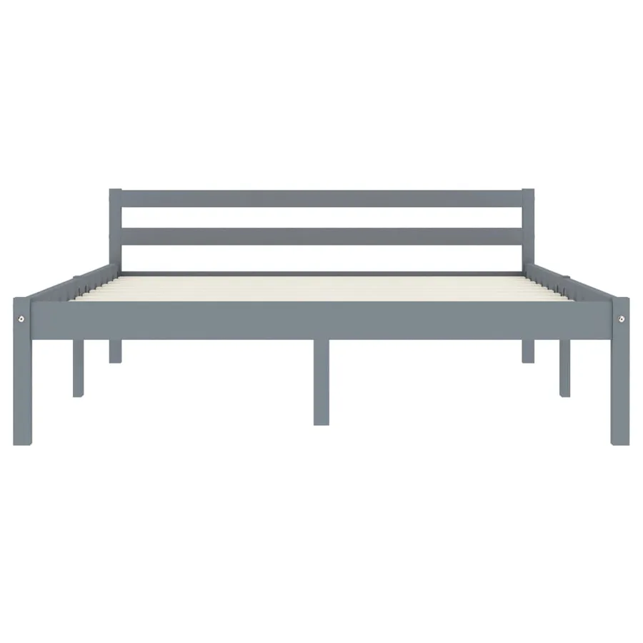 Cadre de lit sans matelas gris bois de pin massif 120x200 cm - 3