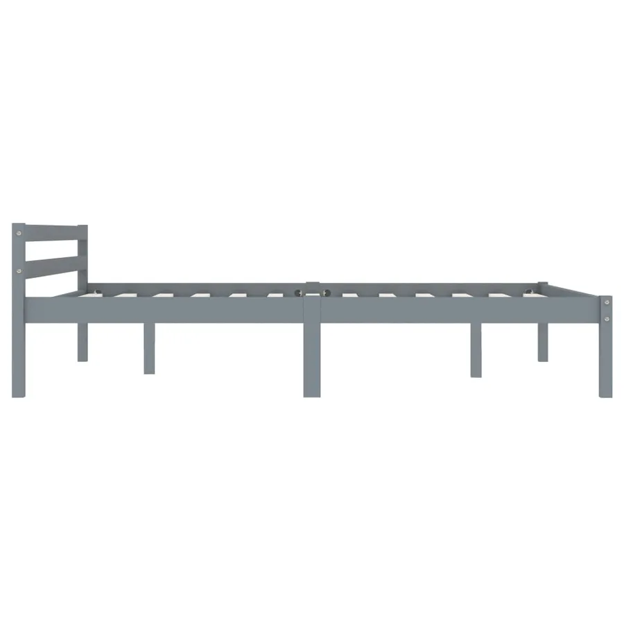 Cadre de lit sans matelas gris bois de pin massif 120x200 cm - 4