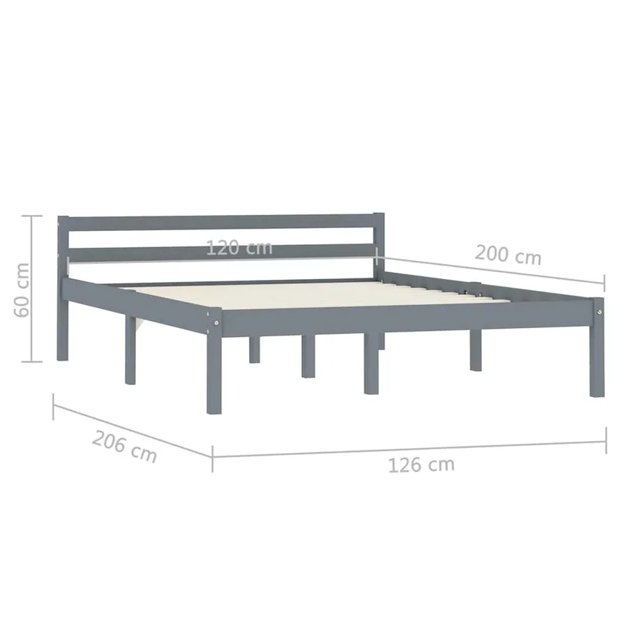 Cadre de lit sans matelas gris bois de pin massif 120x200 cm - 7