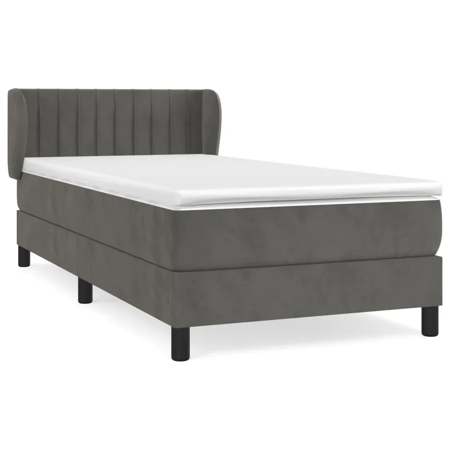 Sommier à lattes de lit et matelas Gris foncé 80x200 cm Velours - 2