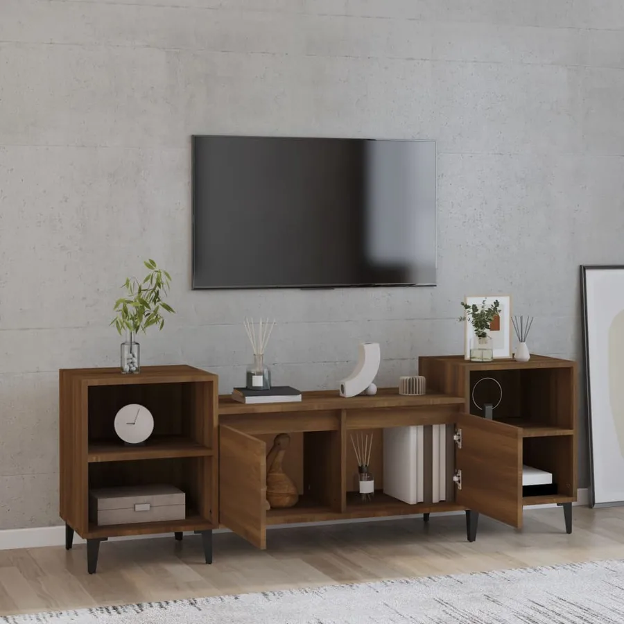 Meuble TV Chêne marron 160x35x55 cm Bois d'ingénierie - 3