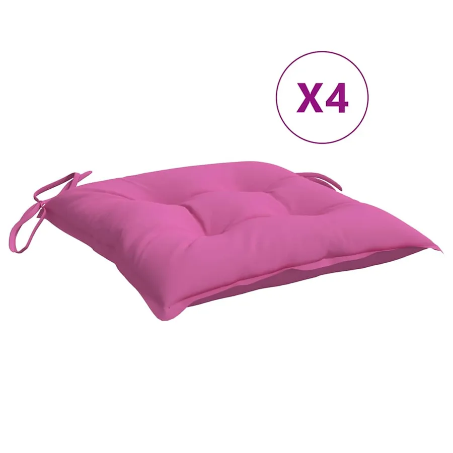 Coussins de chaise lot de 4 rose 40x40x7 cm tissu - 2