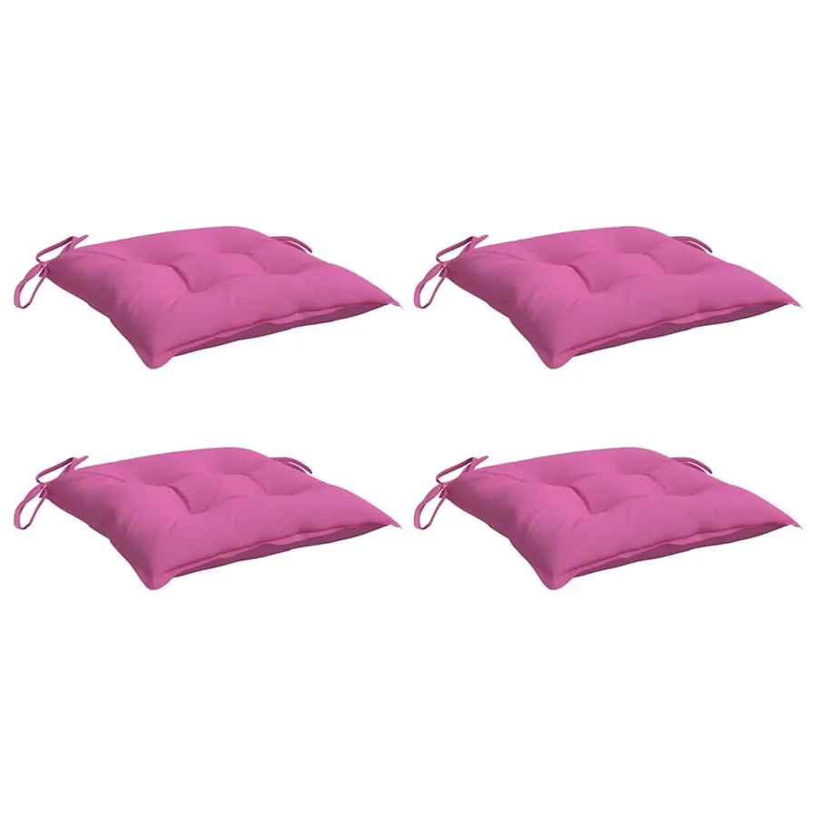 Coussins de chaise lot de 4 rose 40x40x7 cm tissu - 3