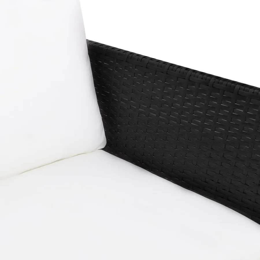 Salon de jardin 3 pcs avec coussins Résine tressée Noir - 4