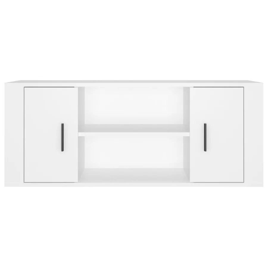 Meuble TV Blanc 100x35x40 cm Bois d'ingénierie - 5