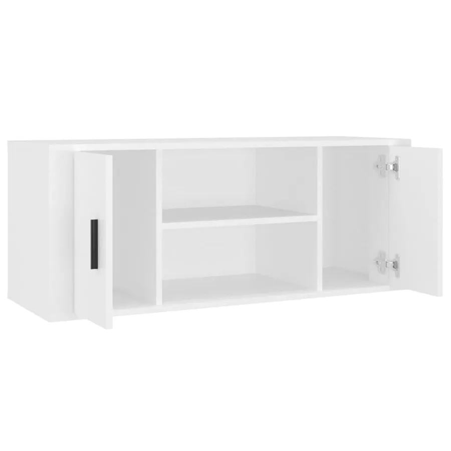 Meuble TV Blanc 100x35x40 cm Bois d'ingénierie - 6
