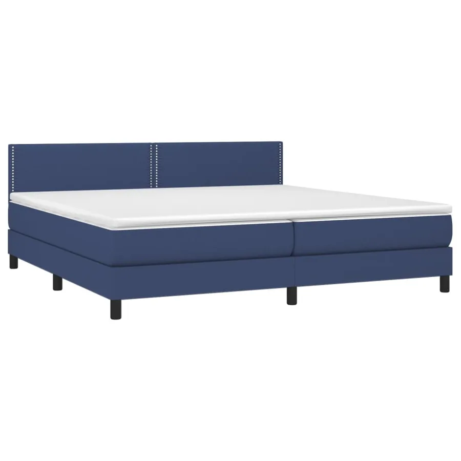 Sommier à lattes de lit avec matelas Bleu 200x200 cm Tissu - 3
