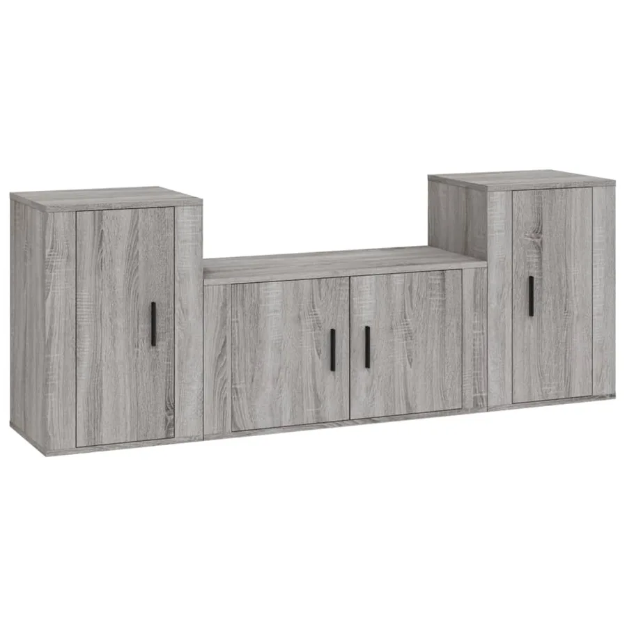 Ensemble de meubles TV 3 pcs Sonoma gris Bois d'ingénierie - 2