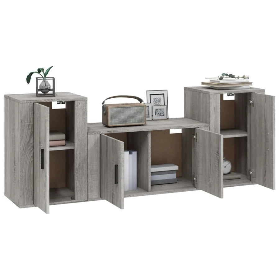 Ensemble de meubles TV 3 pcs Sonoma gris Bois d'ingénierie - 3