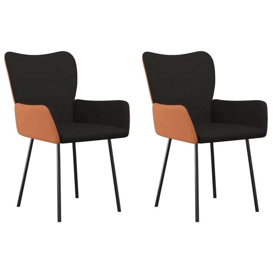 Chaises à manger lot de 2 noir tissu et similicuir - 2