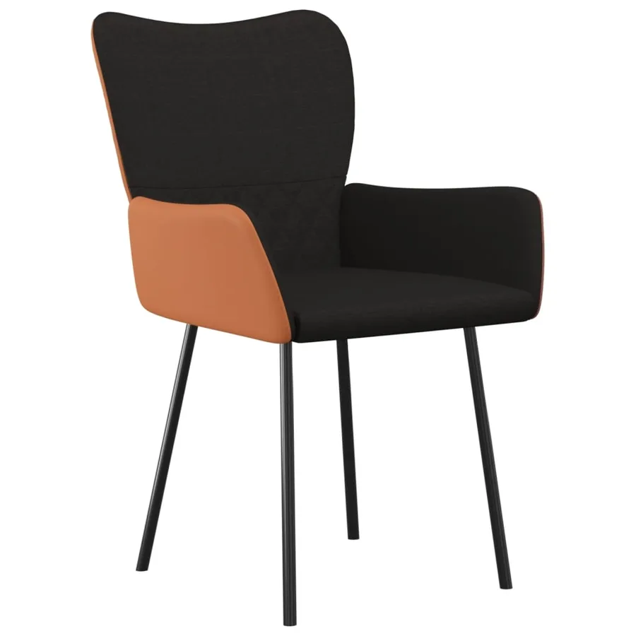 Chaises à manger lot de 2 noir tissu et similicuir - 3