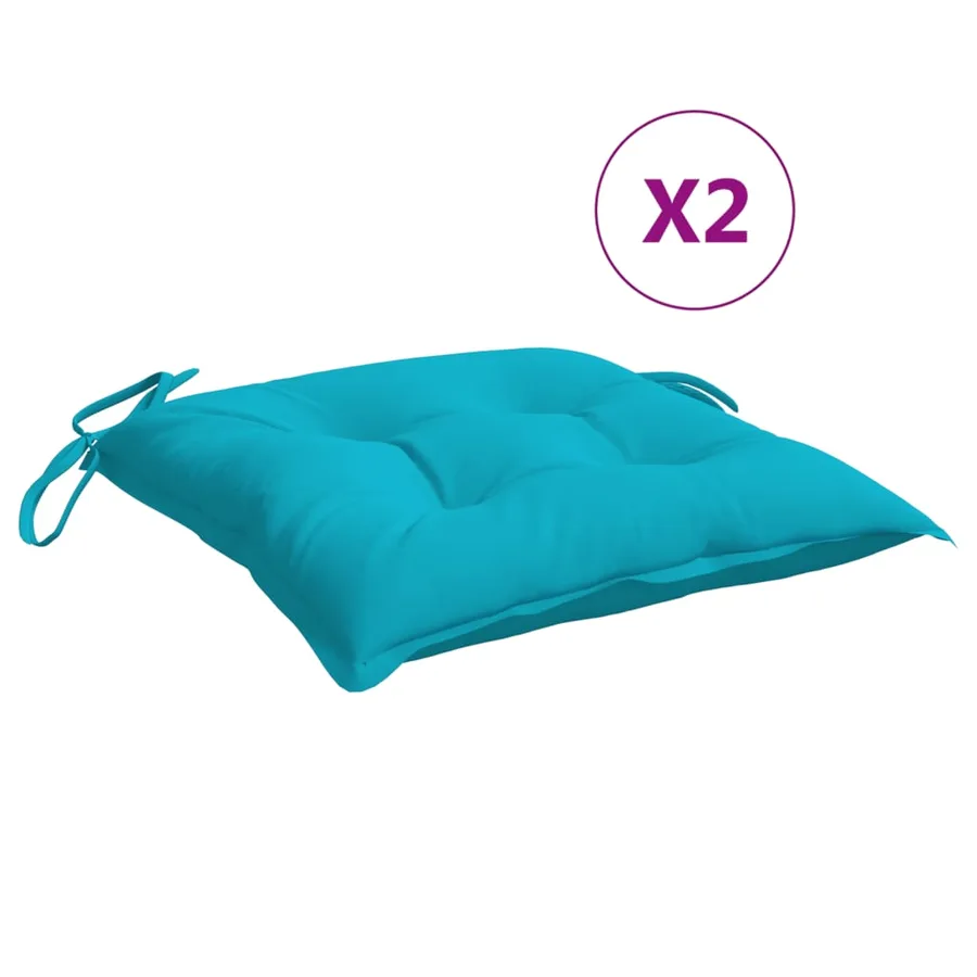 Coussins de chaise lot de 2 turquoise 50x50x7 cm tissu oxford - 2