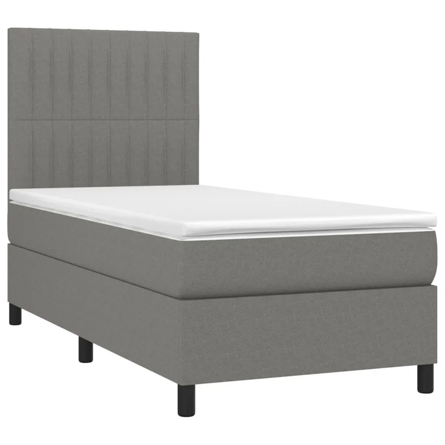 Sommier à lattes de lit avec matelas et LED Gris foncé 90x190cm - 3