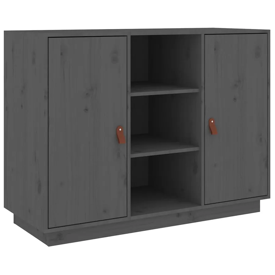 Buffet Gris 100x40x75 cm Bois massif de pin - 2