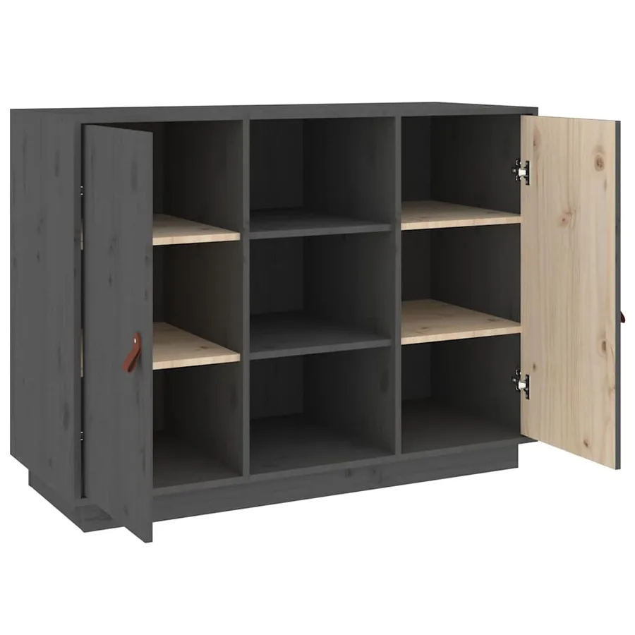 Buffet Gris 100x40x75 cm Bois massif de pin - 4