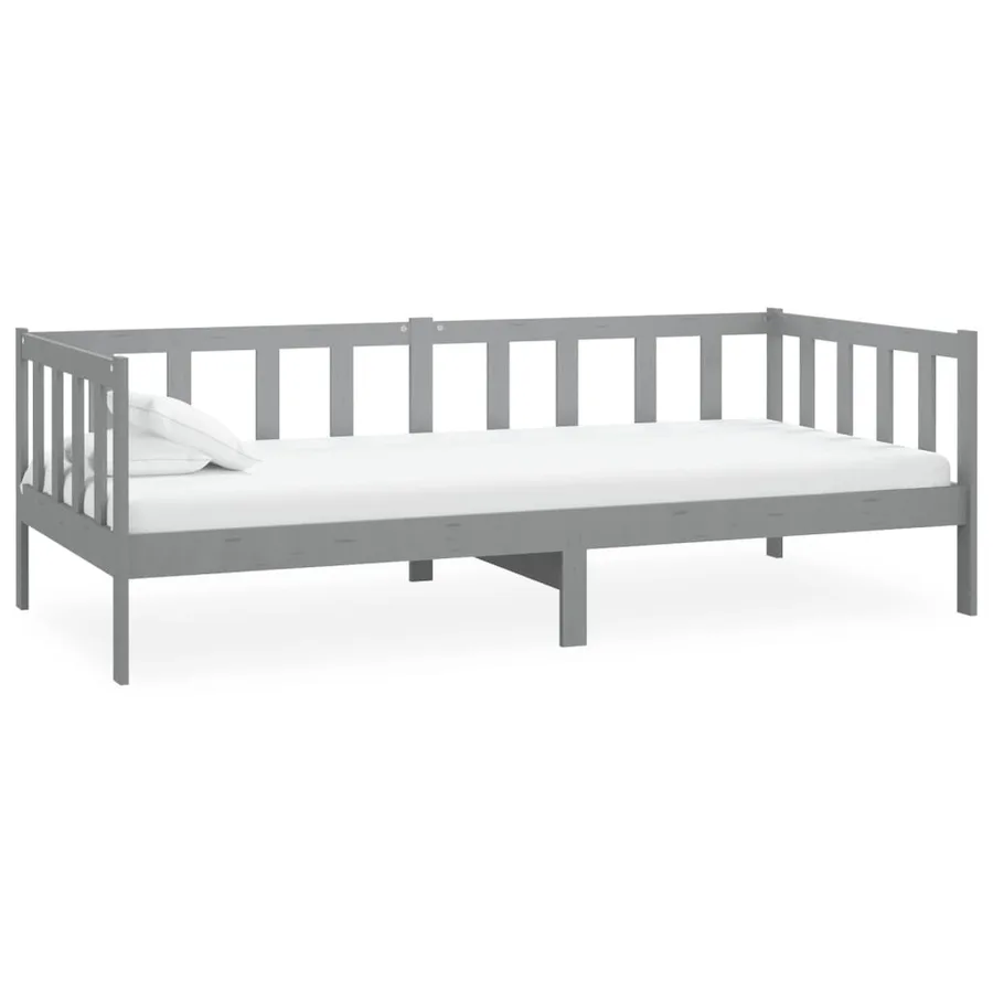 Lit de repos avec matelas 90x200 cm Gris Bois de pin massif - 4