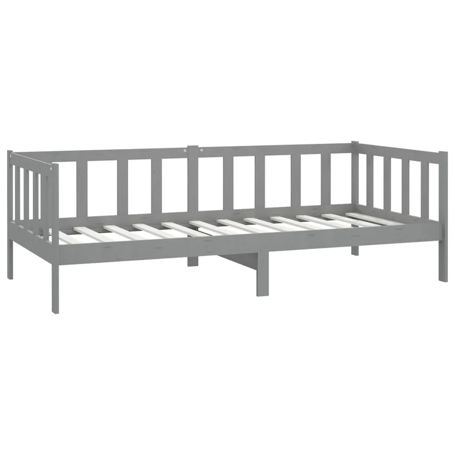 Lit de repos avec matelas 90x200 cm Gris Bois de pin massif - 5