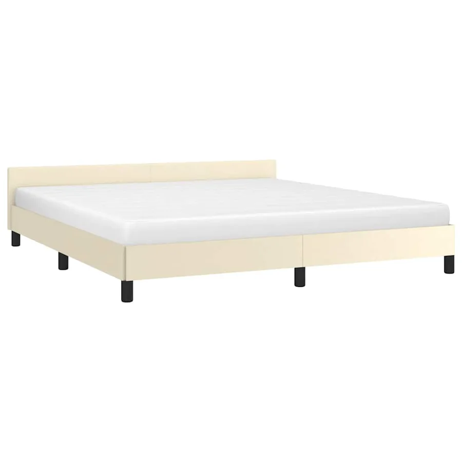 Cadre de lit avec tête de lit sans matelas crème 160x200 cm - 3
