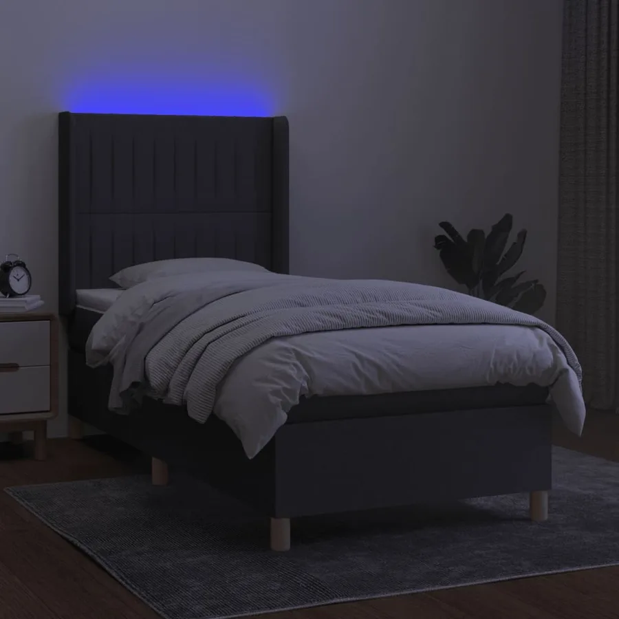 Sommier à lattes de lit matelas LED Gris foncé 90x200cm Tissu - 3