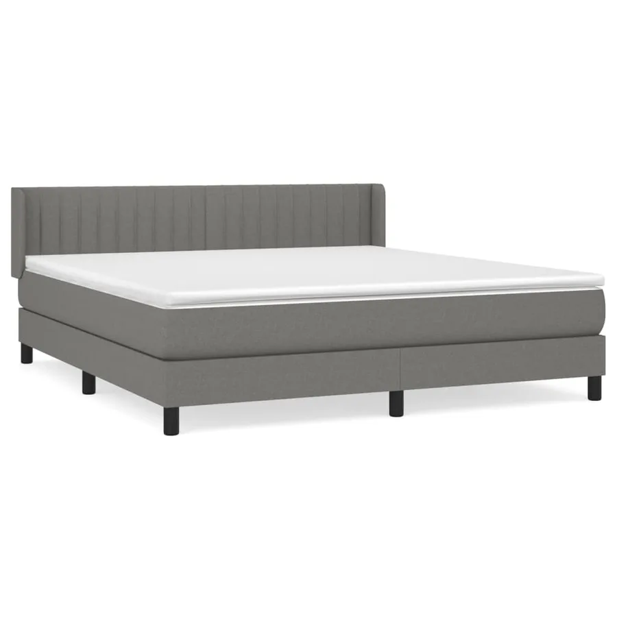 Sommier à lattes de lit avec matelas Gris foncé 180x200cm Tissu - 2