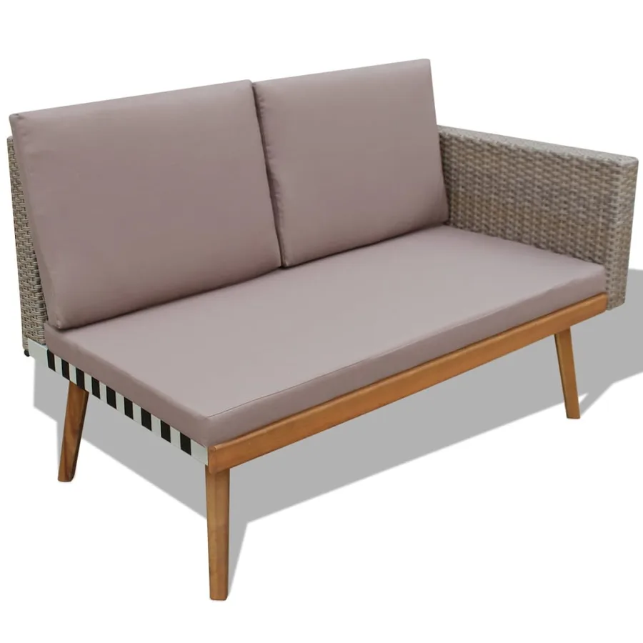 Salon de jardin 4 pcs avec coussins Résine tressée Gris - 4