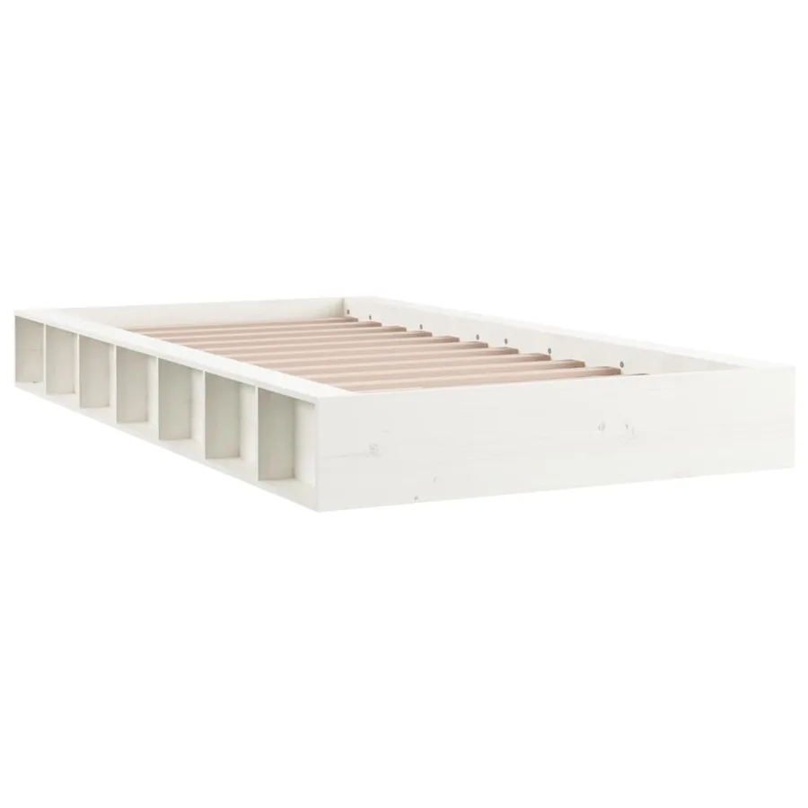 Cadre de lit sans matelas blanc 90x190 cm bois massif - 3