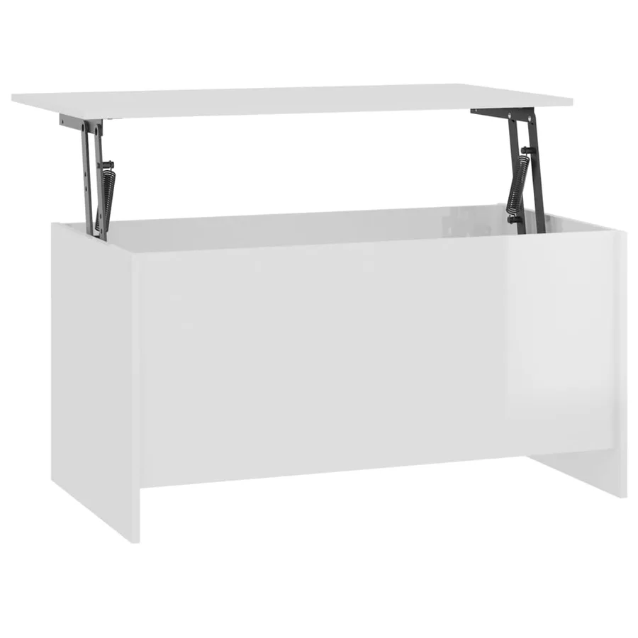 Table basse blanc brillant 102x55,5x52,5 cm bois d'ingénierie - 2