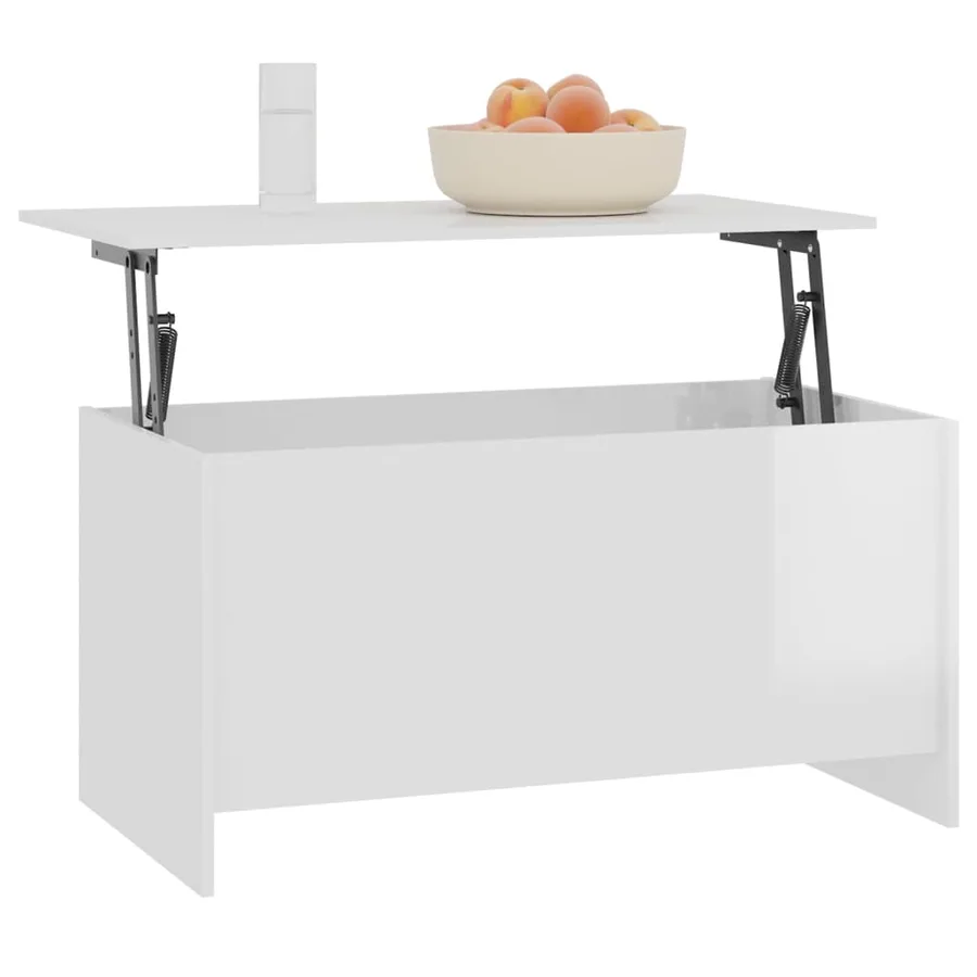 Table basse blanc brillant 102x55,5x52,5 cm bois d'ingénierie - 7