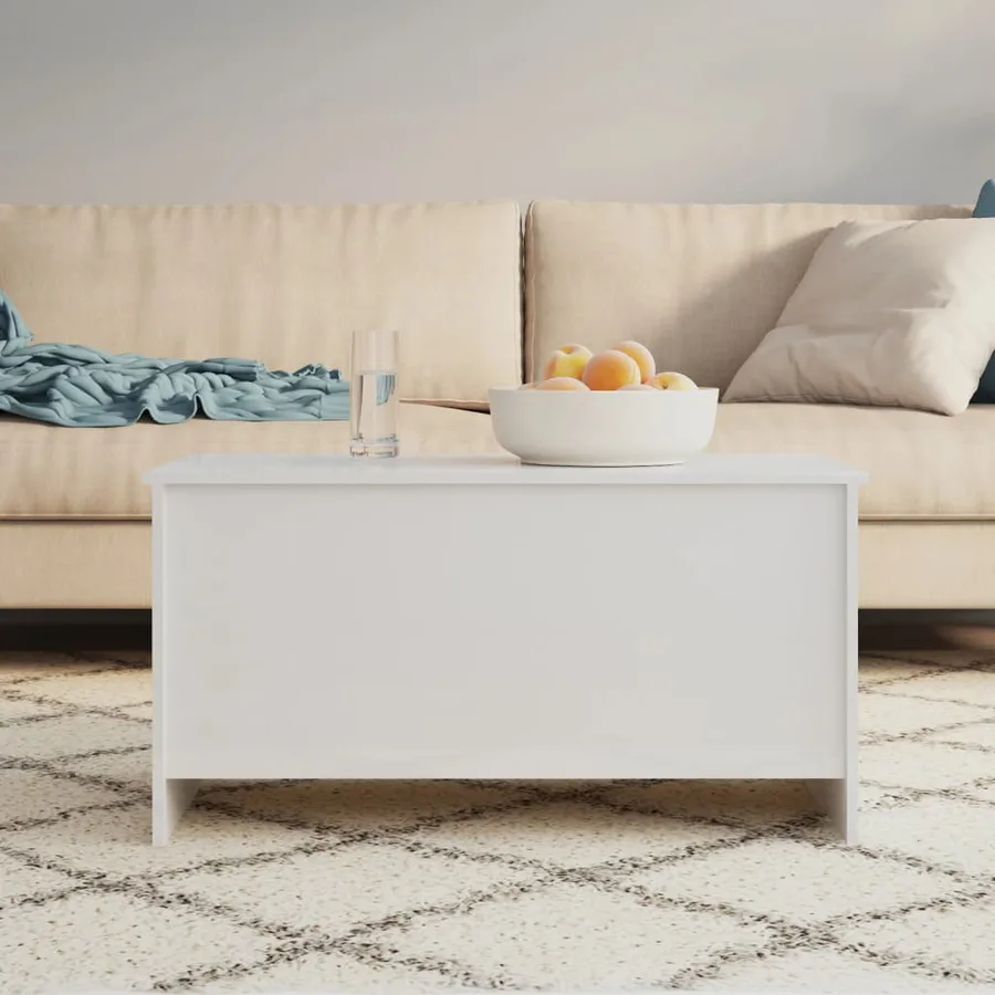 Table basse blanc brillant 102x55,5x52,5 cm bois d'ingénierie - 8