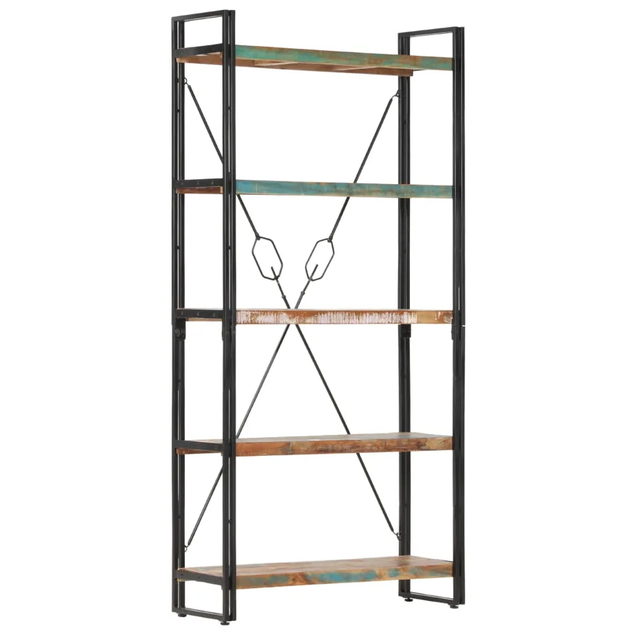 Bibliothèque 5 niveaux 90x30x180 cm Bois solide de récupération - 10