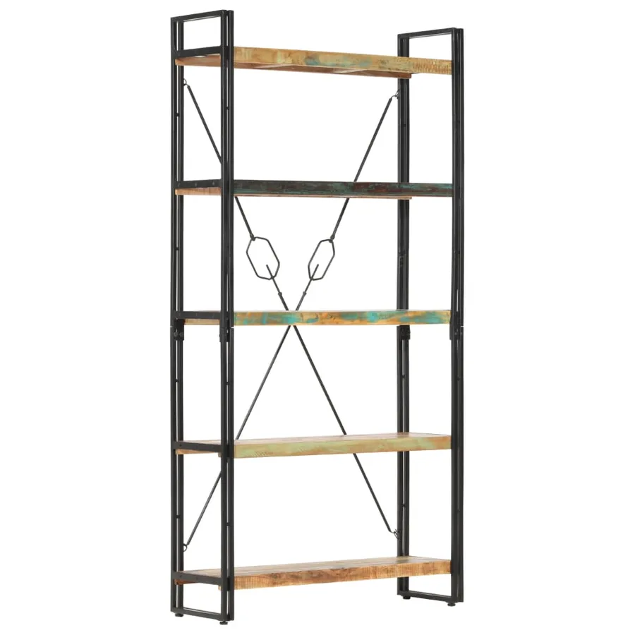 Bibliothèque 5 niveaux 90x30x180 cm Bois solide de récupération - 7