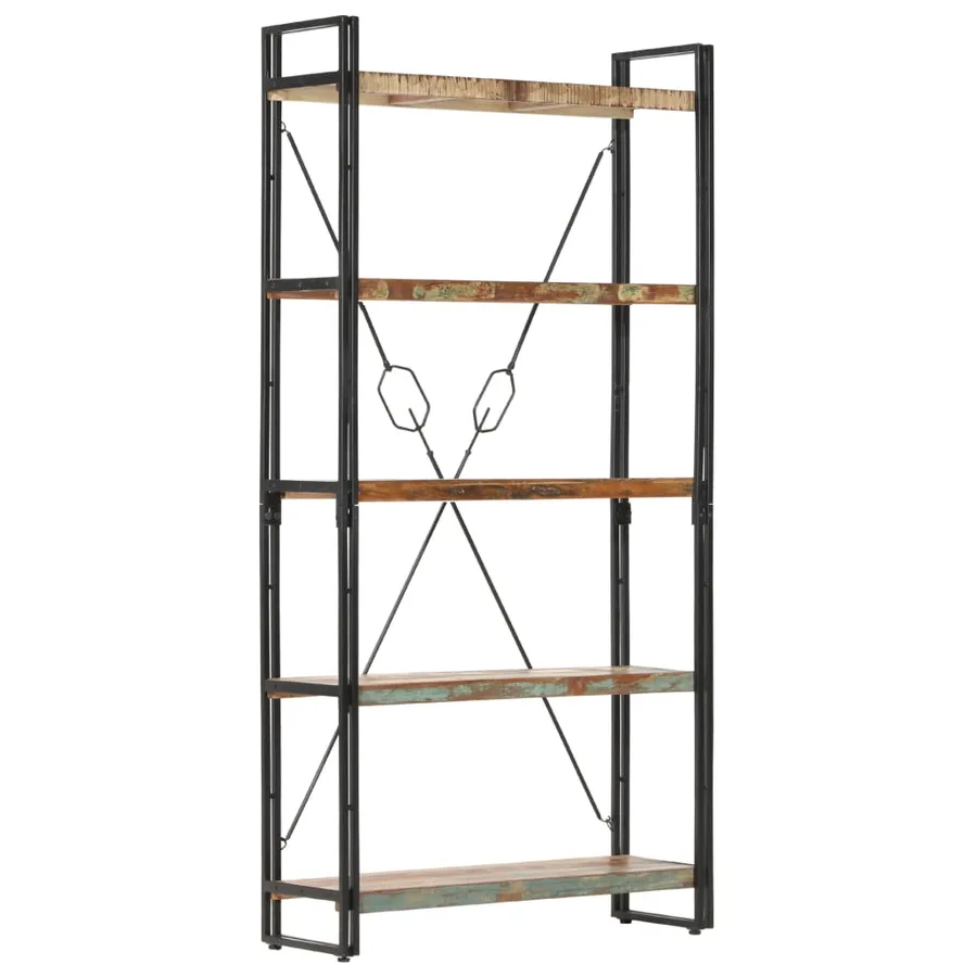 Bibliothèque 5 niveaux 90x30x180 cm Bois solide de récupération - 8