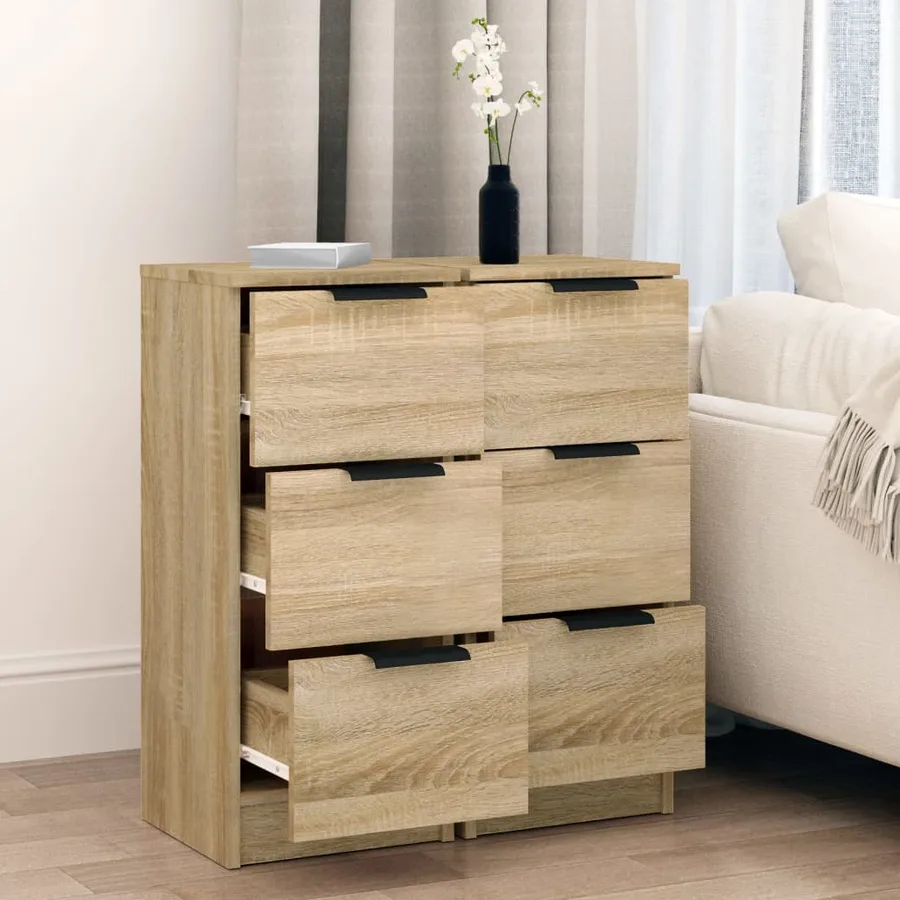 Buffets 2 pcs Chêne Sonoma 30x30x70 cm Bois d'ingénierie - 3