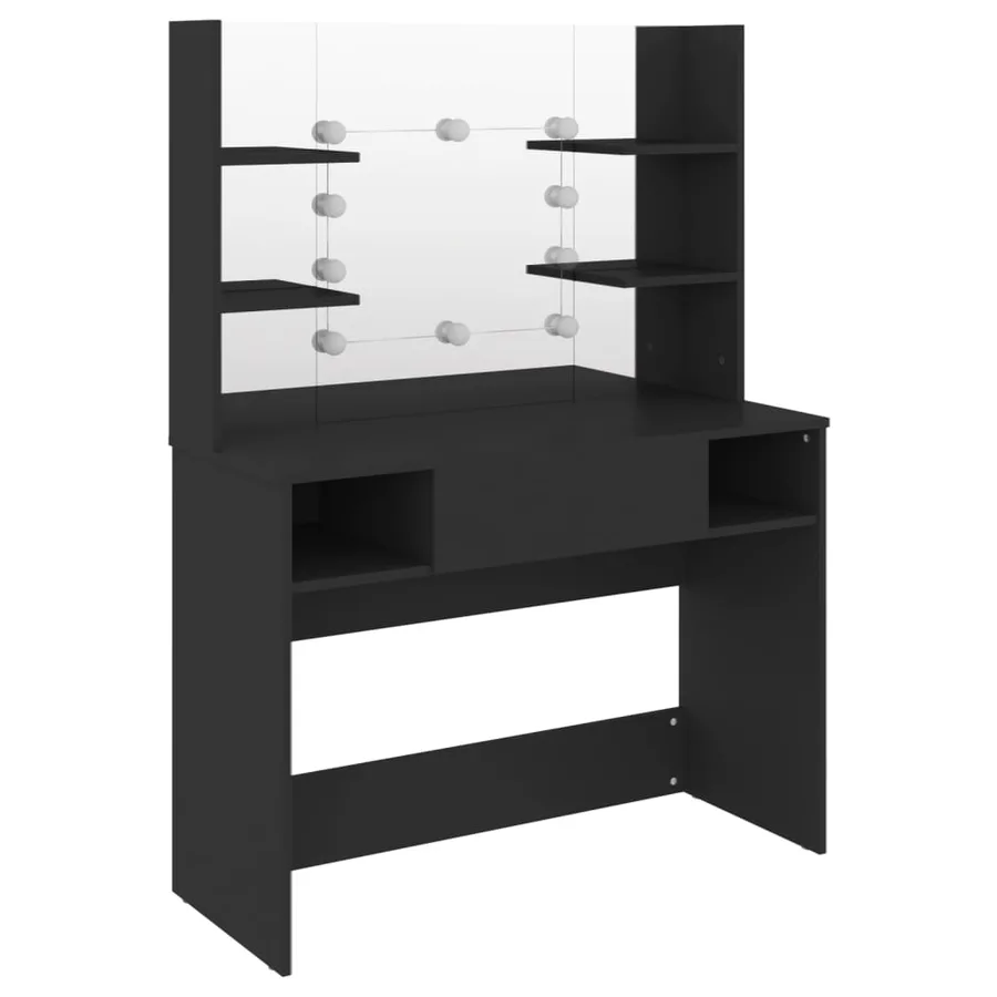 Table de maquillage avec éclairage LED 100x40x135 cm MDF Noir - 2
