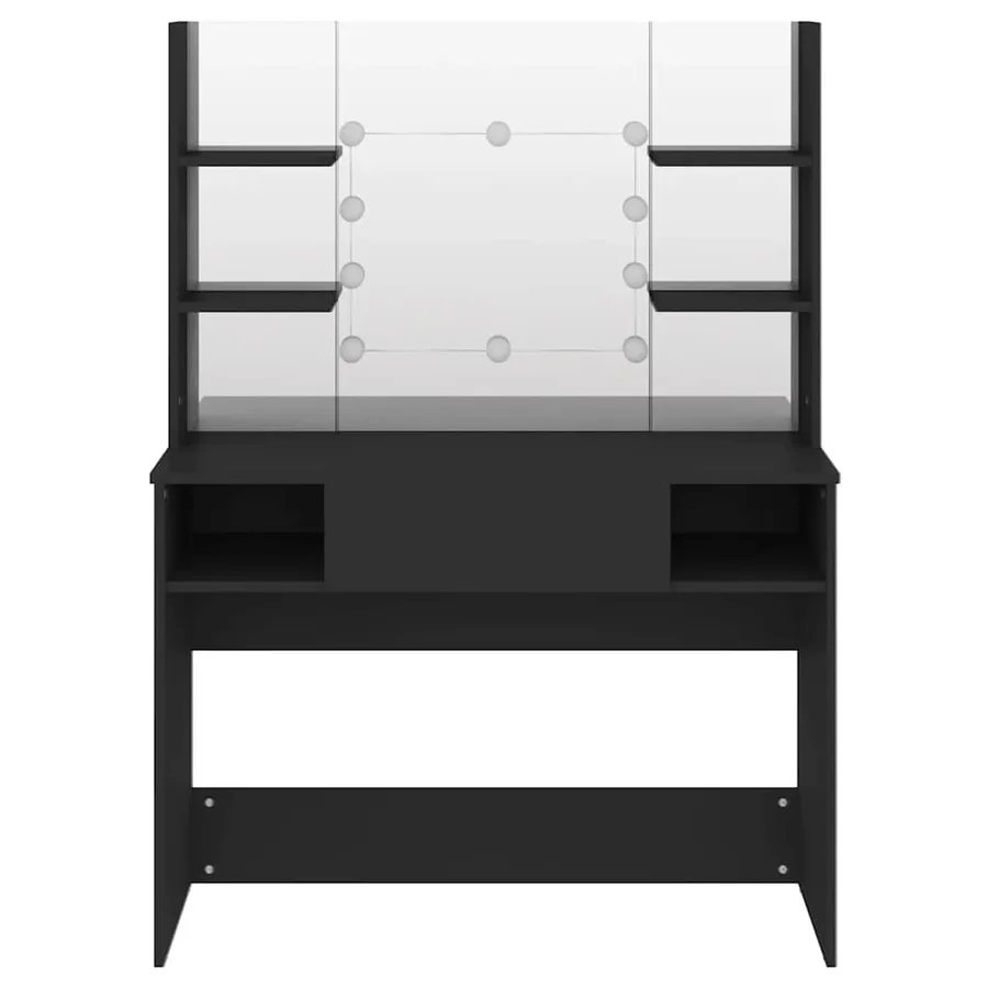 Table de maquillage avec éclairage LED 100x40x135 cm MDF Noir - 3