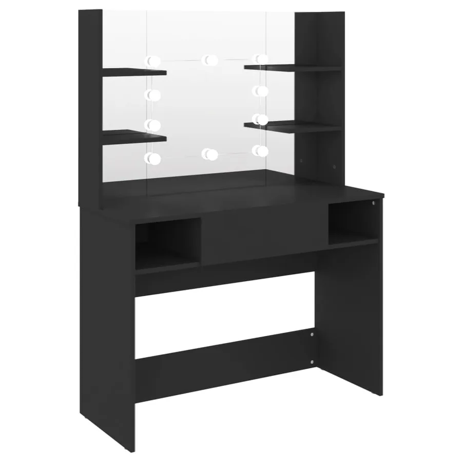 Table de maquillage avec éclairage LED 100x40x135 cm MDF Noir - 5