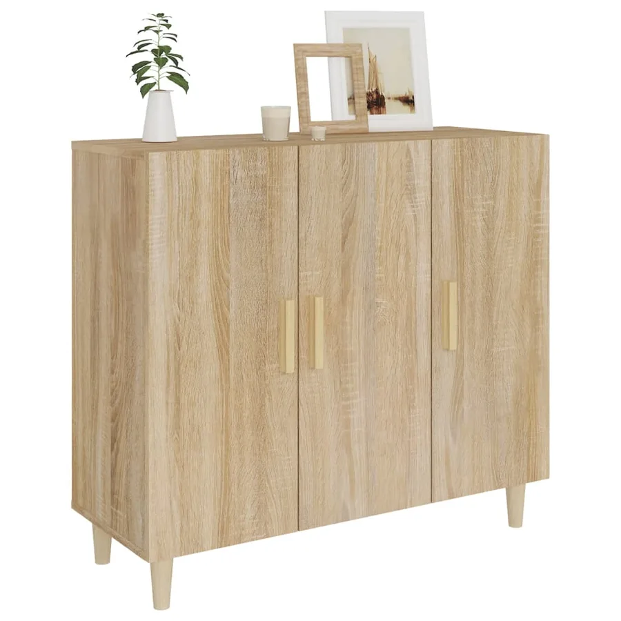 Buffet chêne sonoma 90x34x80 cm bois d'ingénierie - 7