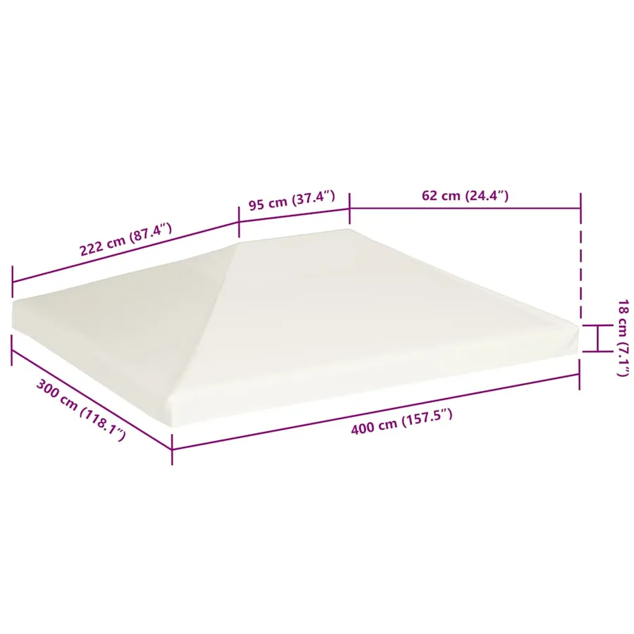 Toile supérieure de belvédère 310 g / m² 4x3 m Blanc crème - 6